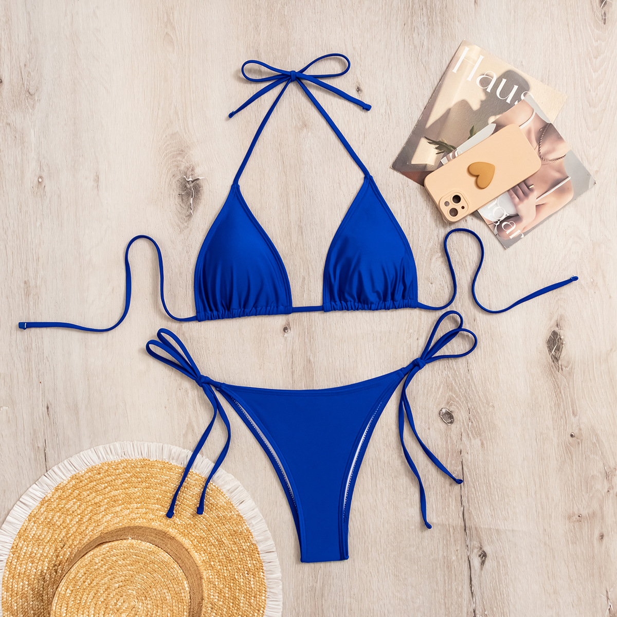 Womens Hot Girl Backless Two Piece Bikini Padded No Underwire Polyester Spandex