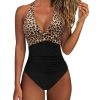 Womens Backless Crisscross Colorblock OnePiece Swimsuit Padded QuickDry HighElastic