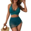 Womens Plus Size Mesh Skirt Swimsuit Backless Padded Quick Dry