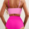 Women's Color Block Cropped Bikini Top Open Back Padded Wireless