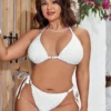 Women's Plus Size Sexy Backless Solid Bikini Padded No Underwire Swimwear