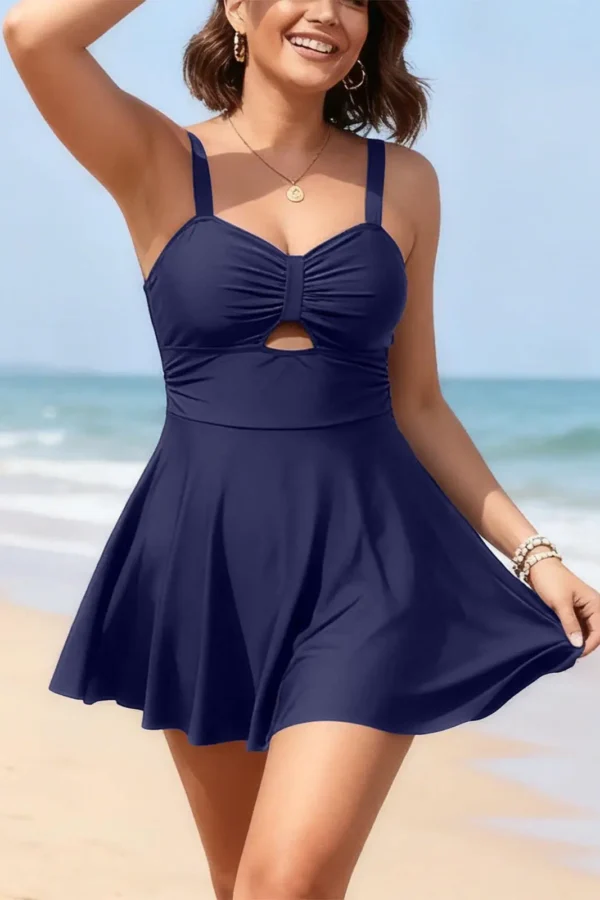 Women's Solid Tankini Swimsuit Sexy Cutout Open Back Strappy Padding