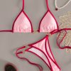 Color Block Heart Bikini Two Piece Tie Strap Open Back Cute Padded