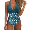 Womens Backless Crisscross Colorblock OnePiece Swimsuit Padded QuickDry HighElastic