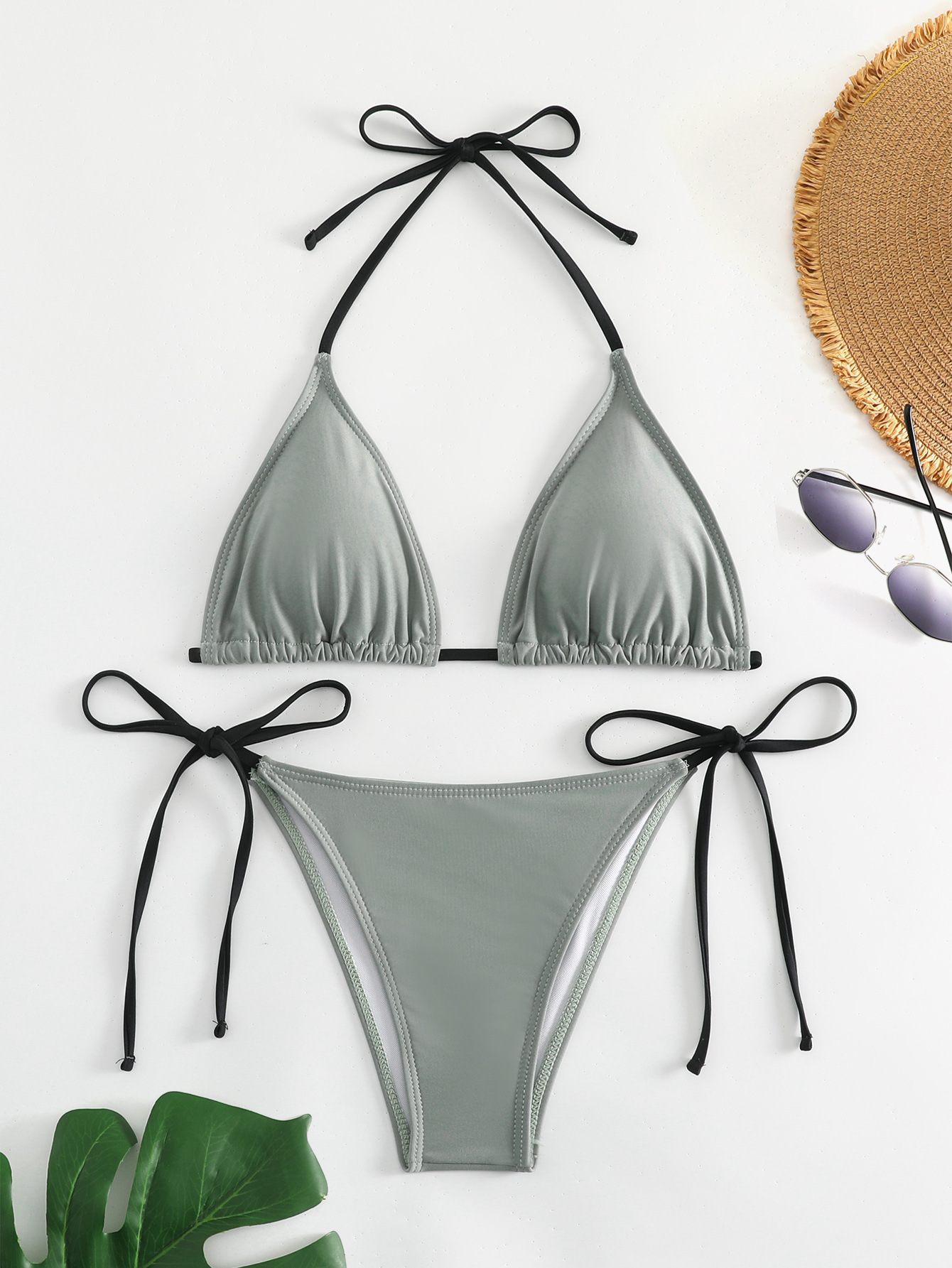 Womens Hot Girl Backless Two Piece Bikini Padded No Underwire Polyester Spandex