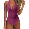 Womens Color Block One Piece Swimsuit Crisscross Padded QuickDry HighElastic