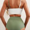 Women's Color Block Cropped Bikini Top Open Back Padded Wireless