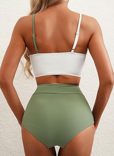 Women's Color Block Cropped Bikini Top Open Back Padded Wireless