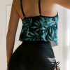 Womens Floral Print Bikini Ruffled Top Drawstring Boyshorts with Chest Pads