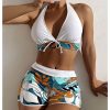 Women High Waisted Bikini Padded No Underwire Nylon Spandex Swimsuit