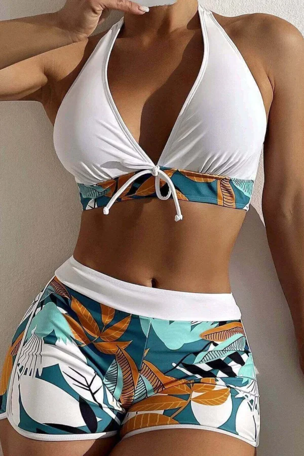 Women High Waisted Bikini Padded No Underwire Nylon Spandex Swimsuit