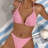 Womens Solid Strappy Ruched Sexy Two Piece Bikini Swimwear Padded