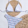 Print Tie Strap Bikini Womens Vacation Swimwear