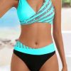 Womens Rhinestone Two Piece Padded Polyester Bikini