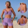 Womens Two Piece Swimsuit with Pockets Quick Dry High Elastic Chest Pad