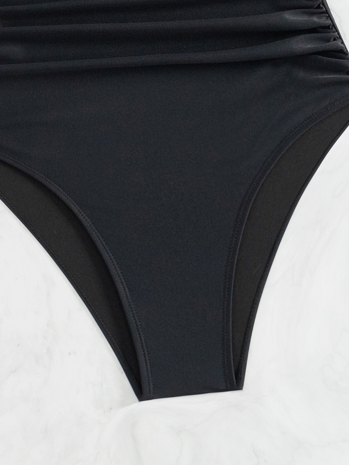 Womens Solid Halter Open Back Ruched Slimming One Piece Swimsuit