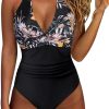 Womens Color Block One Piece Swimsuit Crisscross Padded QuickDry HighElastic