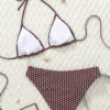 Print Tie Strap Bikini Womens Vacation Swimwear