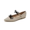 Womens Faux Suede Pointed Toe Bow Buckle Mary Jane Flats Polka Dot Low Heel Shoes