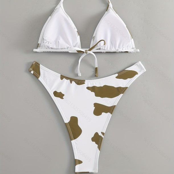 Women's Two Piece Bikini Padded Wireless Polyester Spandex Swimwear