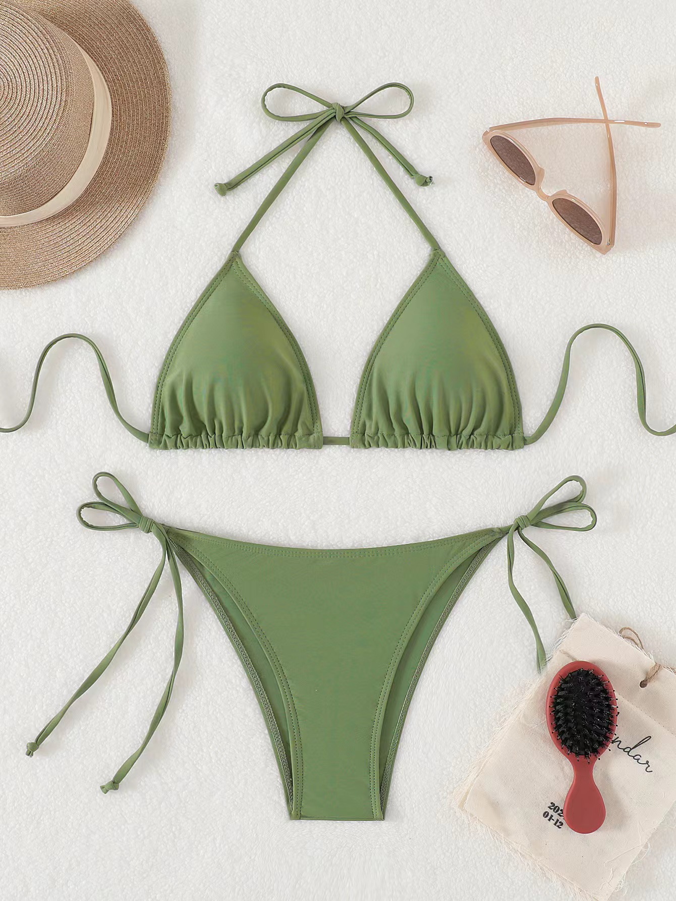 Womens Hot Girl Backless Two Piece Bikini Padded No Underwire Polyester Spandex