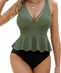 Women's Two Piece Swimsuit Push Up Backless Solid Floral