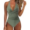 Womens Color Block One Piece Swimsuit Crisscross Padded QuickDry HighElastic