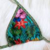Womens Tropical Floral Tie Side Triangle Bikini With Padding
