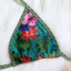 Womens Tropical Floral Tie Side Triangle Bikini With Padding