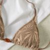 Womens Backless Textured Triangle Bikini Tie Side Two-Piece Swimwear Padded