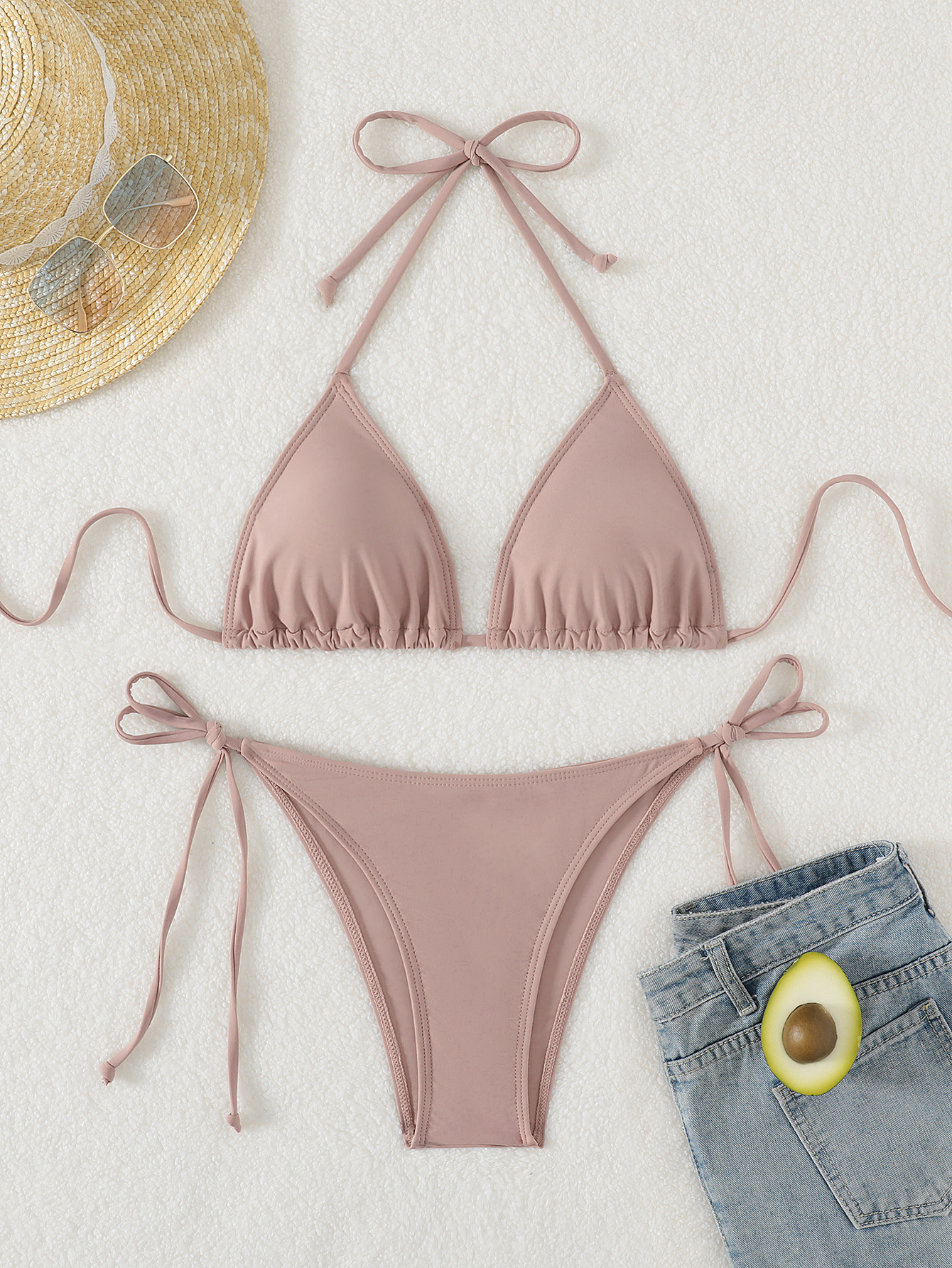 Womens Hot Girl Backless Two Piece Bikini Padded No Underwire Polyester Spandex