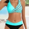 Womens Rhinestone Two Piece Padded Polyester Bikini