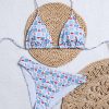 Print Tie Strap Bikini Womens Vacation Swimwear
