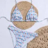 Print Tie Strap Bikini Womens Vacation Swimwear
