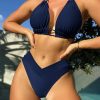 Womens Sporty Solid Color Two Piece Bikini Padded No Underwire Swimwear