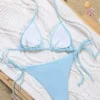 Womens Solid Embroidered Flower Sexy Tie Side Bikini Padded Quick Dry