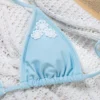Womens Solid Embroidered Flower Sexy Tie Side Bikini Padded Quick Dry