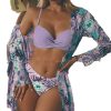 Womens Tight 3Pc Bikini Set Cover Up Padded No Underwire Nylon Swimsuit