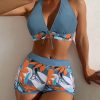 Women High Waisted Bikini Padded No Underwire Nylon Spandex Swimsuit