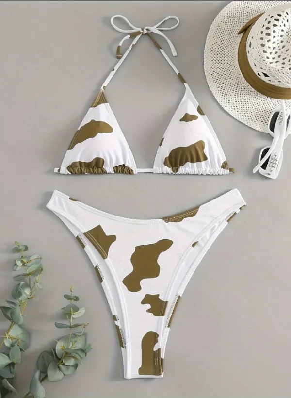 Women's Two Piece Bikini Padded Wireless Polyester Spandex Swimwear