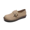 Womens Round Toe Buckle Loafers College All Season Comfy Shoes