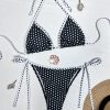 Womens Retro Polka Dot Triangle Bikini Tie Side Padded No Underwire
