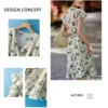 Womens Summer Floral Mulberry Silk Midi Dress V Neck Petal Sleeve High Waist A Line
