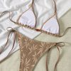 Womens Backless Textured Triangle Bikini Tie Side Two-Piece Swimwear Padded