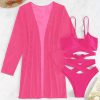 Women's Sheer Mesh Cover Up Bikini Set Sexy Quick Dry High Elastic Long Sleeve