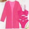 Women's Sheer Mesh Cover Up Bikini Set Sexy Quick Dry High Elastic Long Sleeve