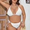 Women's Plus Size Sexy Backless Solid Bikini Padded No Underwire Swimwear