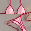 Color Block Heart Bikini Two Piece Tie Strap Open Back Cute Padded