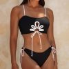 Colorblock Bikini Women Removable Straps Non Padded 2PC Swimsuit