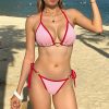 Color Block Heart Bikini Two Piece Tie Strap Open Back Cute Padded